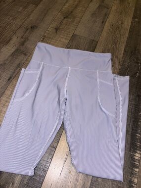 Old Navy Girls Light Blue & White Pinstripe Leggings